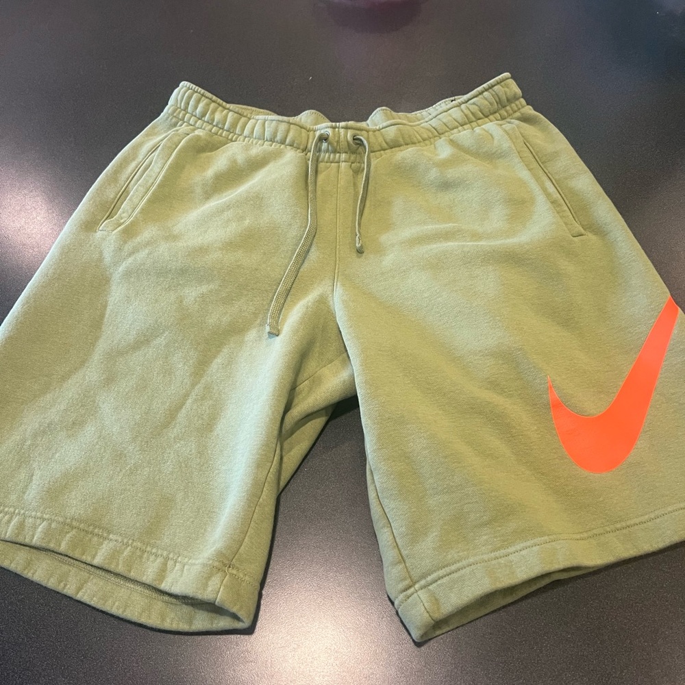 Nike olive green and orange shorts